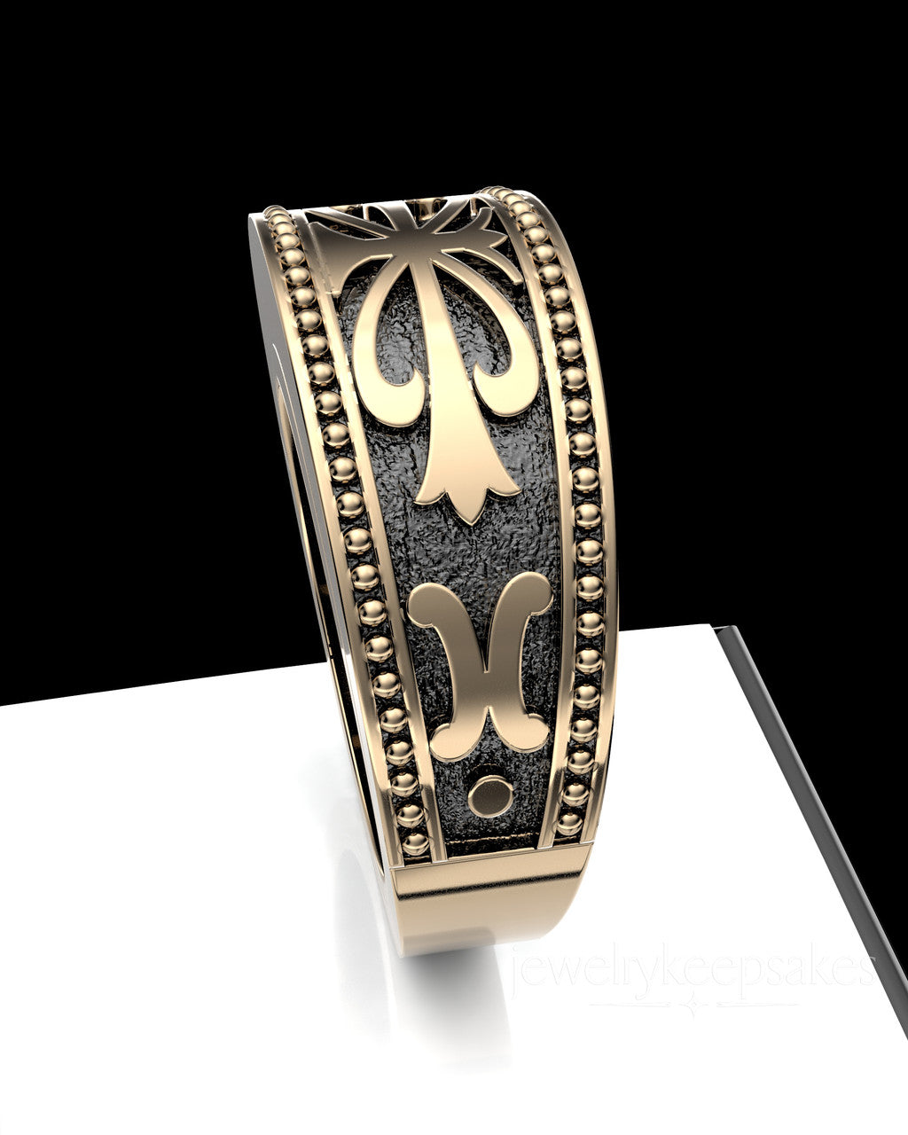 Solid 14k Yellow Gold Men's Baron Permanently Sealed Waterproof Cremation Ring