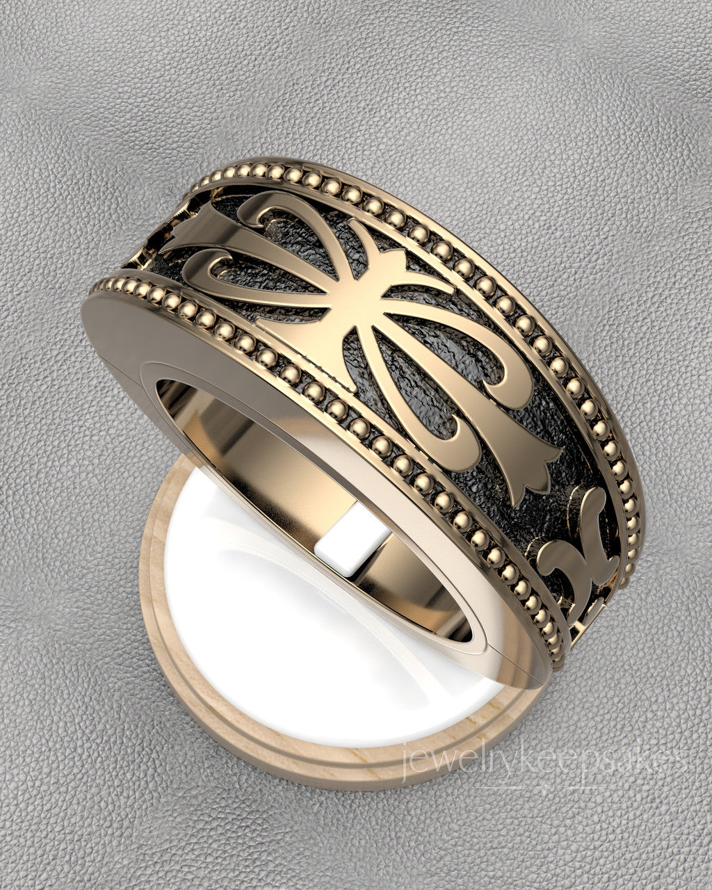 Solid 14k Yellow Gold Men's Baron Permanently Sealed Waterproof Cremation Ring
