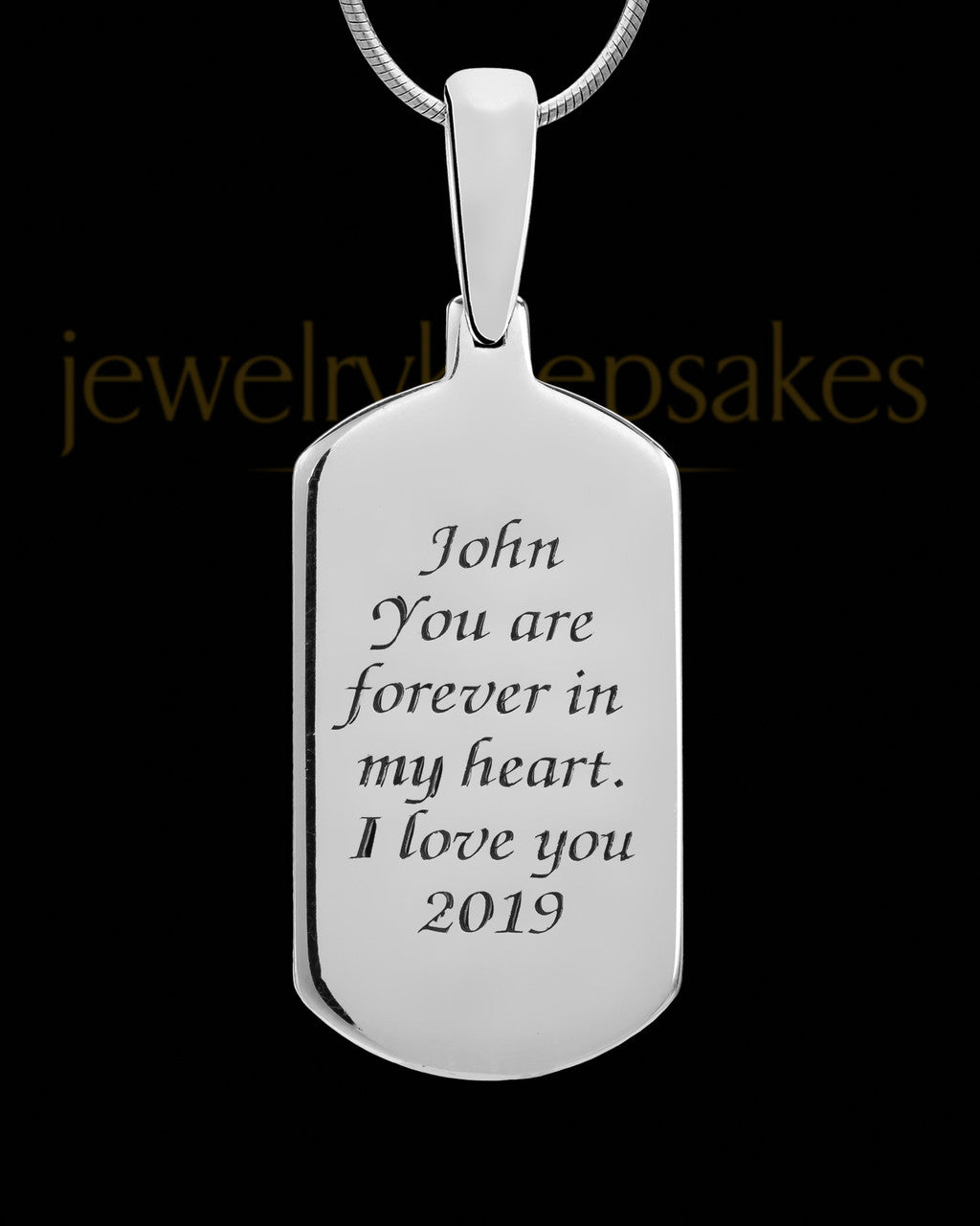 Sterling Silver Dog Tag with Birthstone Thumbprint Pendant
