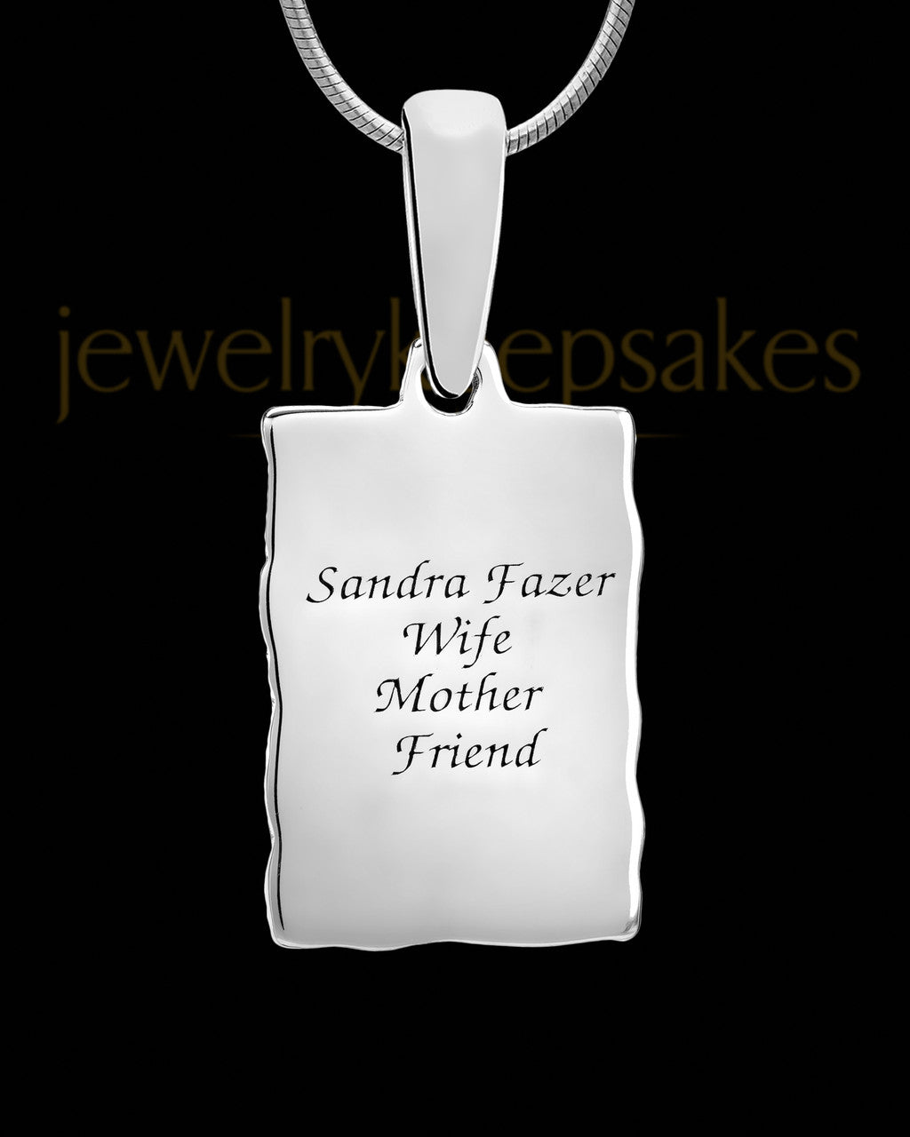 My Love Sterling Silver Rectangle with Birthstone Thumbprint Pendant