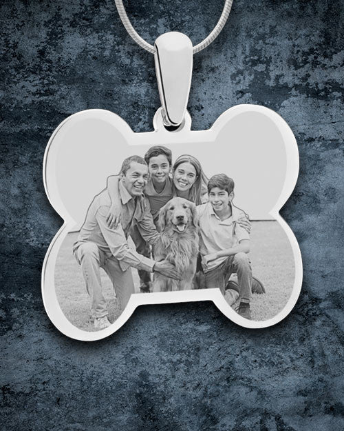 Silver Doggie Bone Photo Engraved Pendant