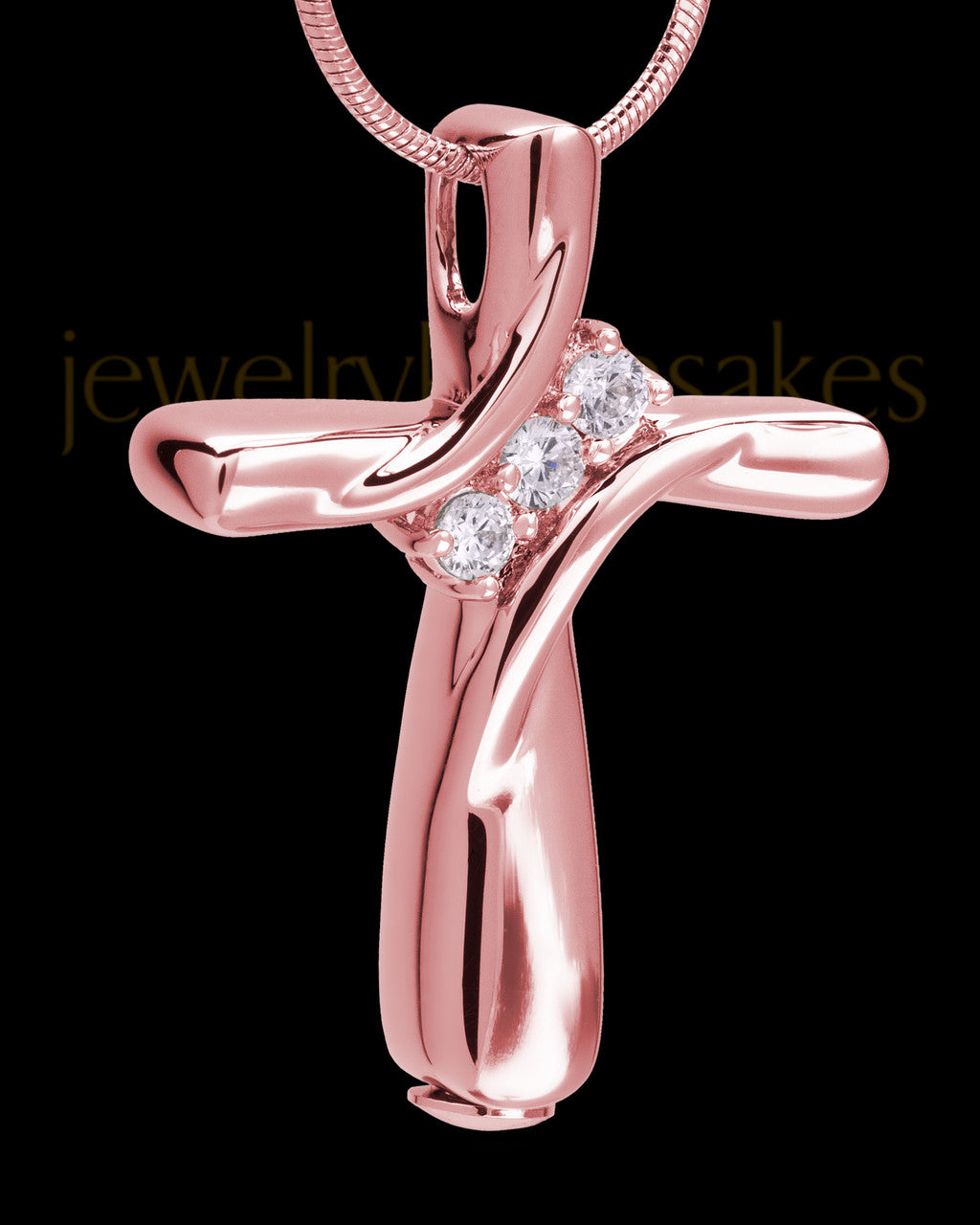 14K Rose Gold Elegant Cross Cremation Pendant