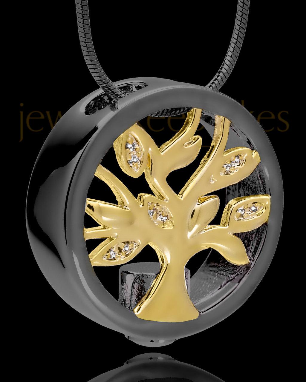 Black and Gold Tree of Life Cremation Pendant
