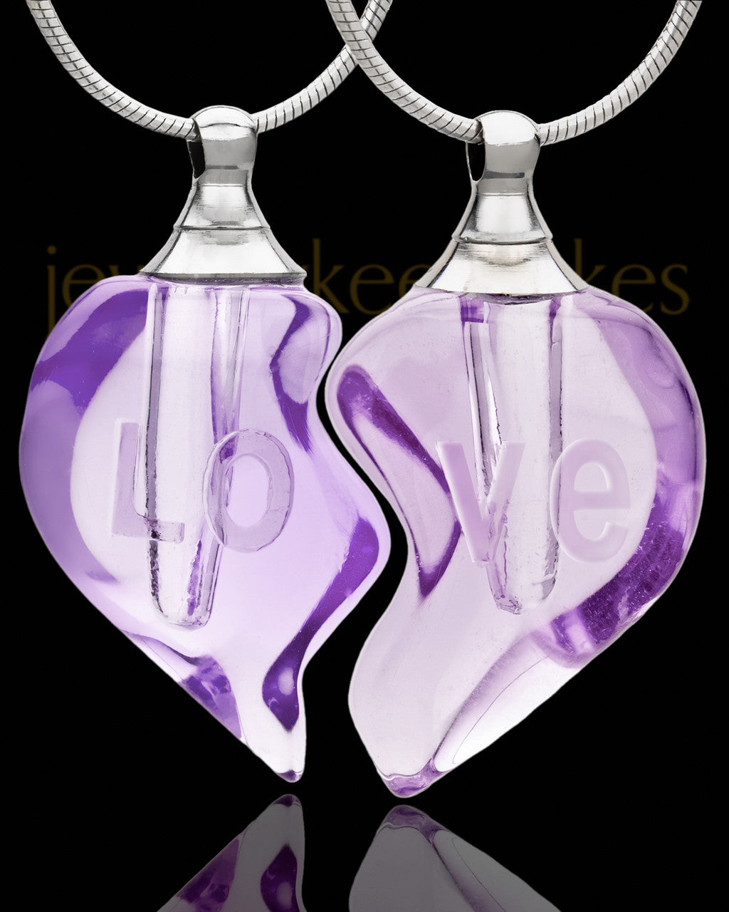 Violet Double Hearts Glass Locket