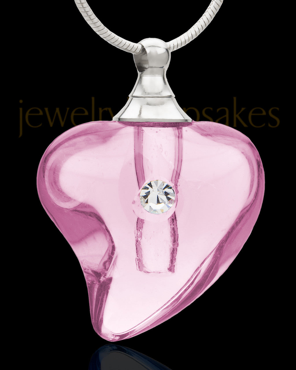 Pink Glass Shapely Heart Cremation Jewelry