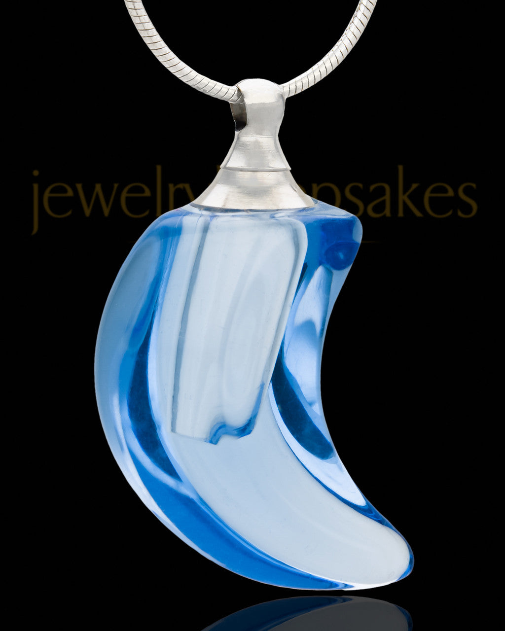 Ash Jewelry Blue Crescent Glass Locket