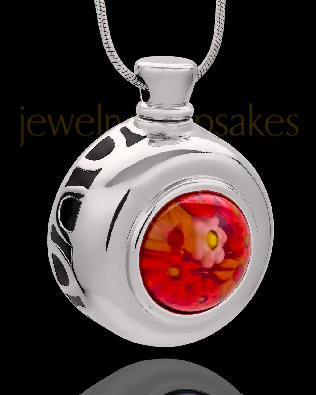 Silver Plated Budding Round Cremation Urn Pendant