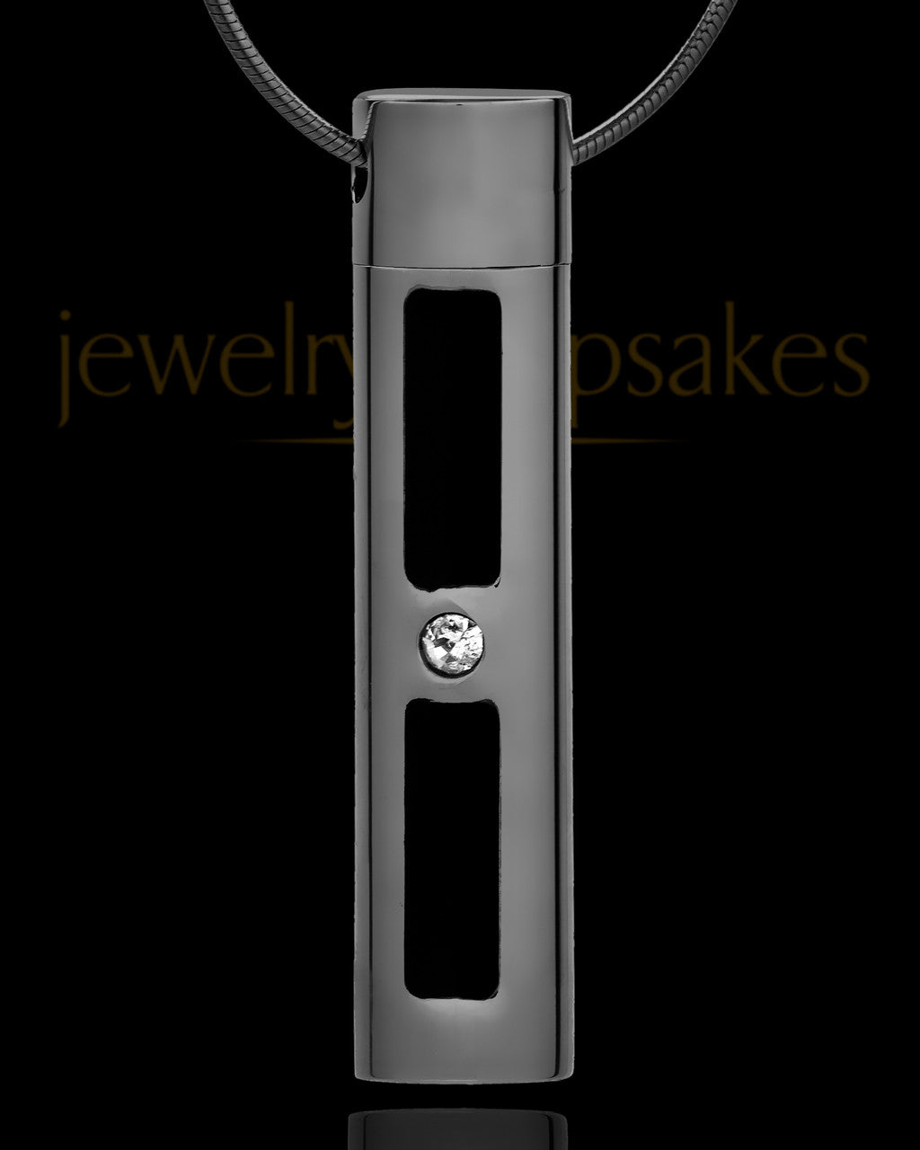 Custom Black Plated Cylinder Urn Necklace for Ashes With Engraving