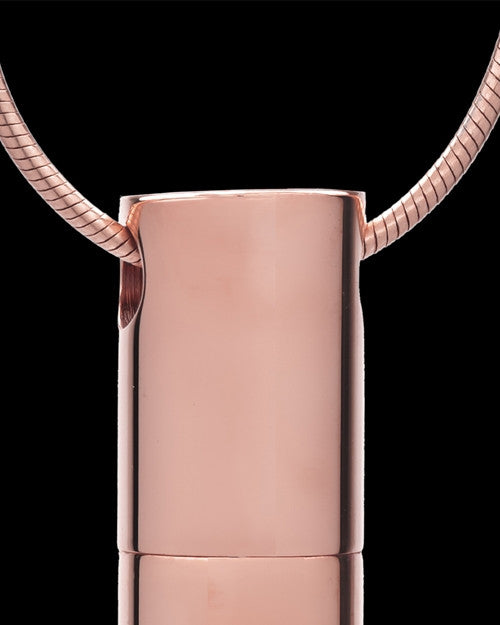 Cremains Pendant Courageous Rose Gold Plated Cylinder