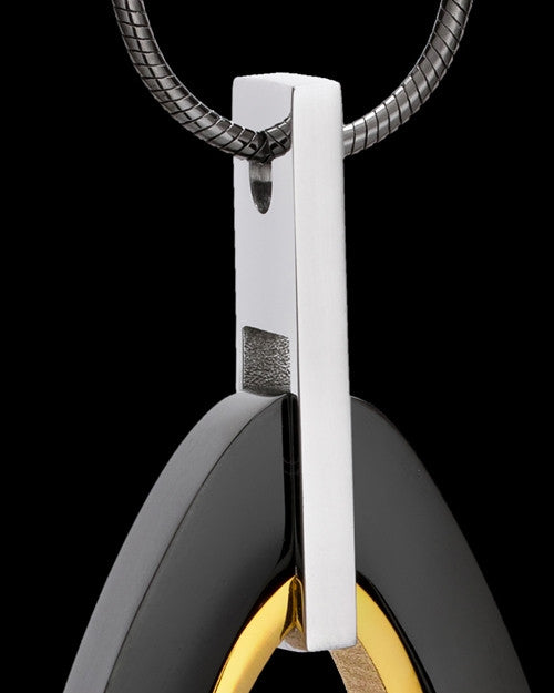 Stainless Elegant Gold Black Teardrop Cremation Keepsake