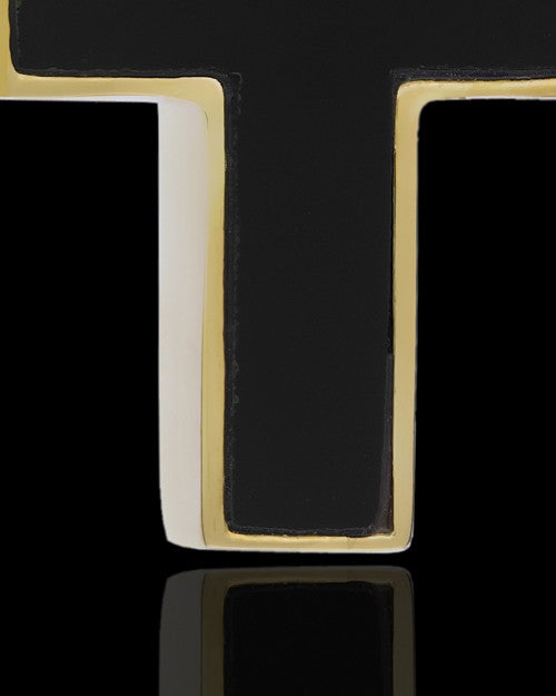 Cremation Necklace Cross with Onyx-14K Gold Plated