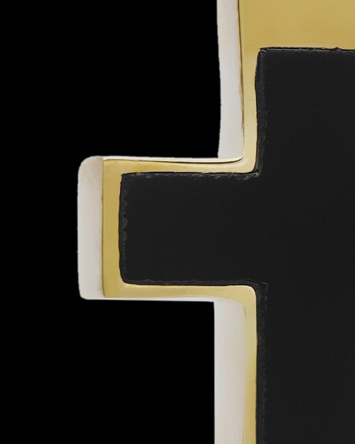 Cremation Necklace Cross with Onyx-14K Gold Plated