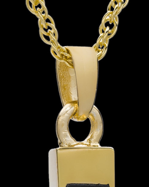 Cremation Necklace Cross with Onyx-14K Gold Plated