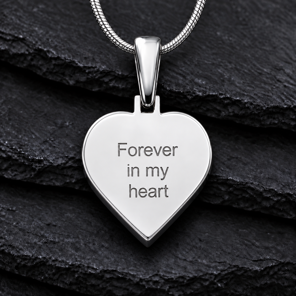 Sterling silver heart fingerprint pendant — optional back engraving example