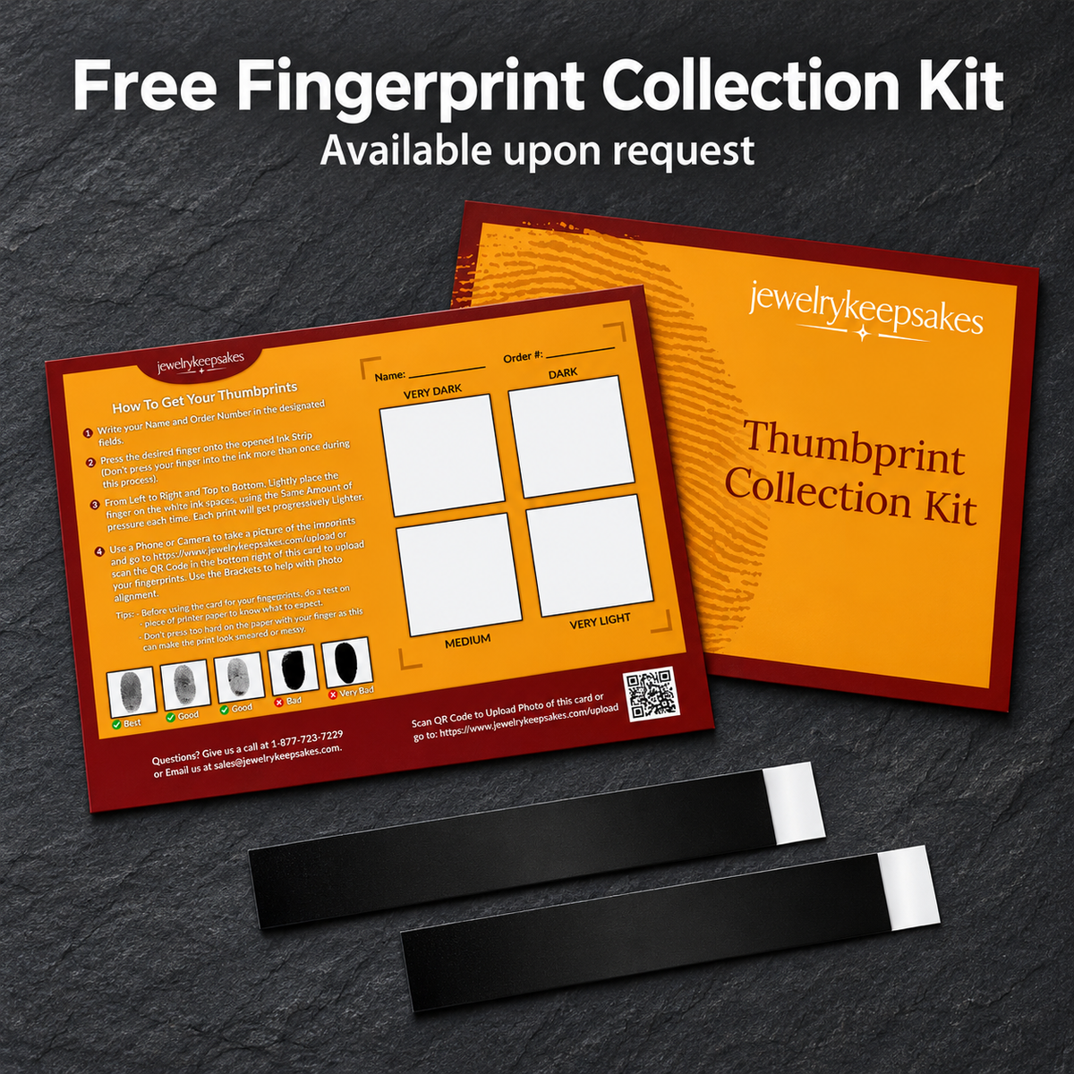 Free Jewelry Keepsakes fingerprint collection kit available upon request