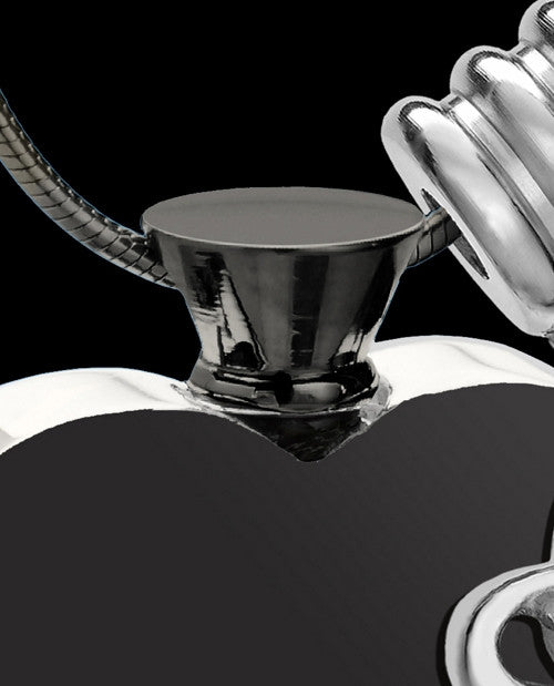 Black and Stainless Steel March Enamored Heart Cremation Keepsake