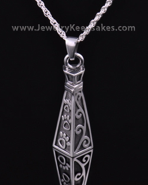 Pet Memorial Pendant Sterling Silver Stacked Paw Keepsake