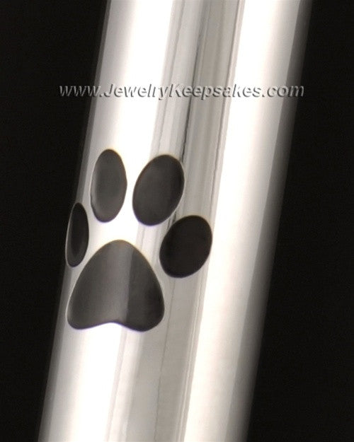 Pet Cremation Charm 14k White Gold Pawed Love Keepsake