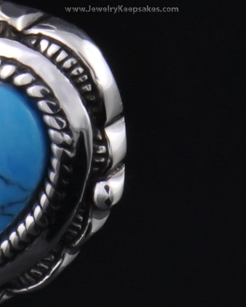 Cremation Heart Sterling Silver Turquoise Pendant
