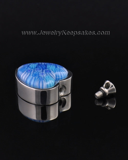 Stainless Steel Cobalt Skies Heart Keepsake Jewelry