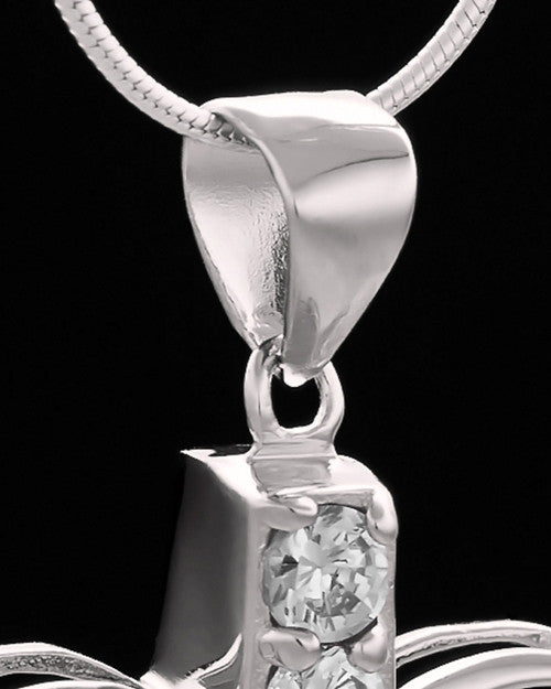 Sterling Silver Free Spirit Cremation Urn Pendant-Clear