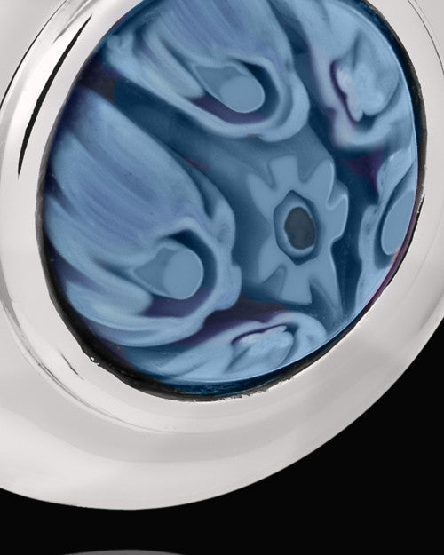 Silver Plated Blue Quaint Round Cremation Urn Pendant