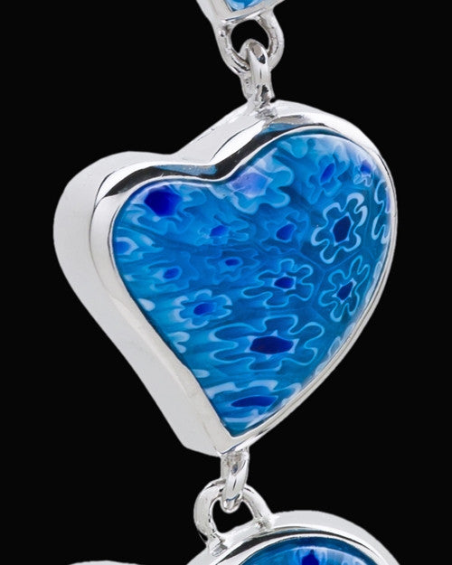 Silver Plated Blue Hanging Hearts Cremation Urn Pendant