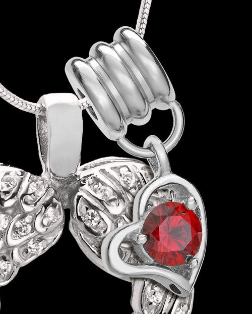 January Winged Memories' Sterling Silver Heart Cremation Pendant
