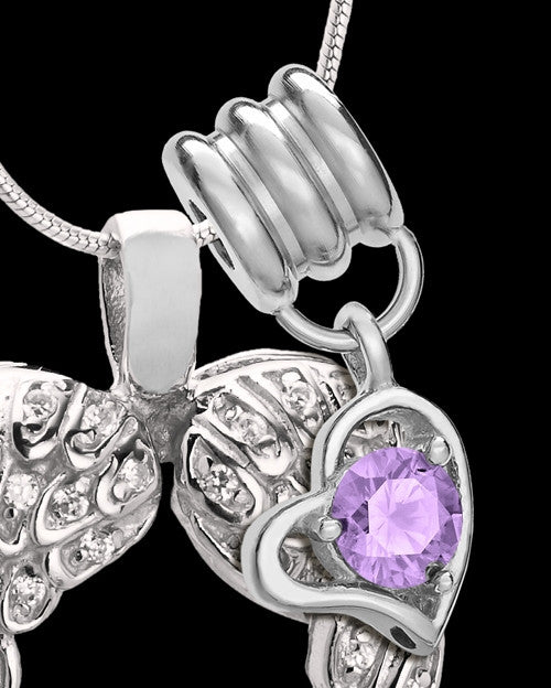 June Winged Memories' Sterling Silver Heart Cremation Pendant