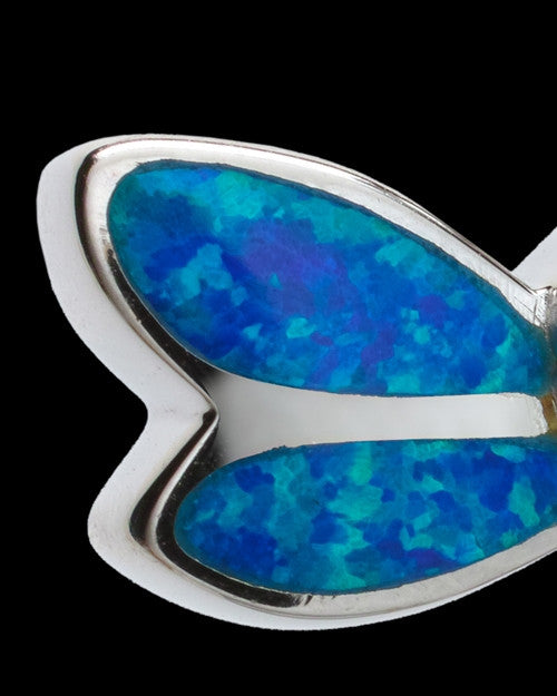 Silver Blue Delicate Dragonfly Cremation Urn Pendant