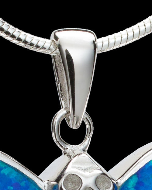 Silver Blue Delicate Dragonfly Cremation Urn Pendant