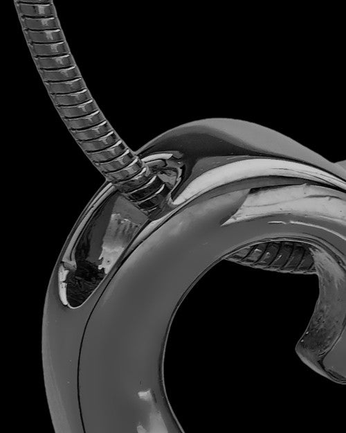 Black Plated Ribboned Heart Cremation Urn Pendant