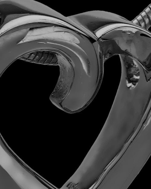 Black Plated Ribboned Heart Cremation Urn Pendant