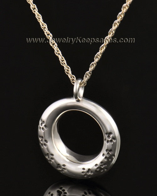14k White Gold Playful Round Pendant