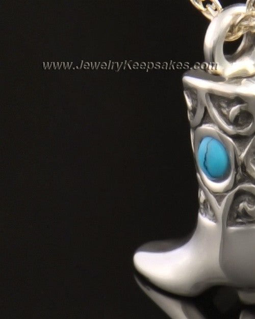 14k White Gold Country Boot Urn Pendant