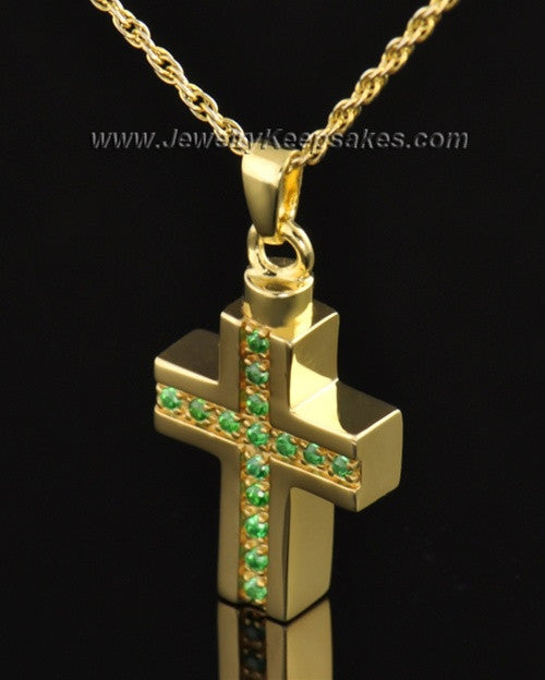 Gold Plated Spring Cross Cremation Necklace