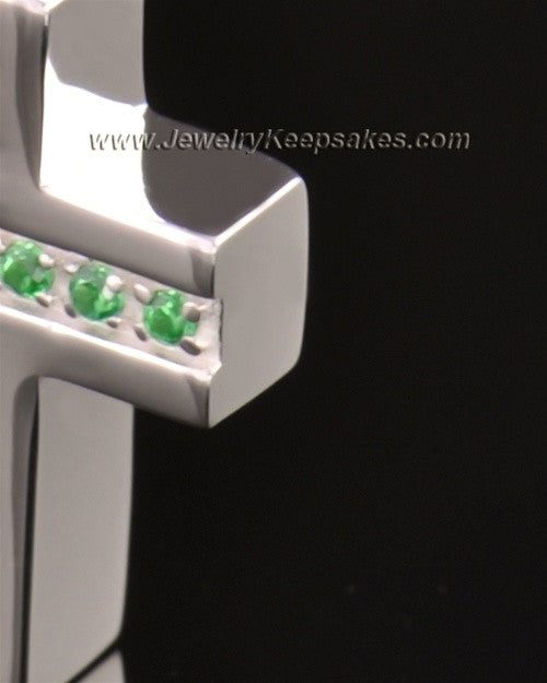 14k White Gold Spring Cross Cremation Necklace