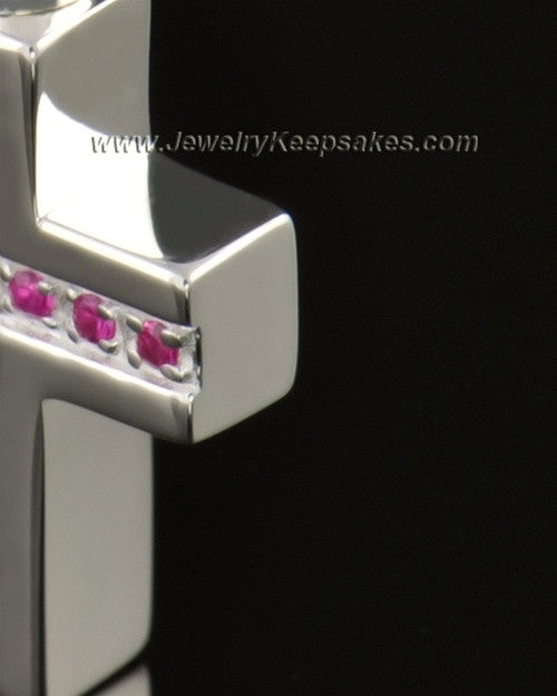 14k White Gold Tender Cross Cremation Necklace
