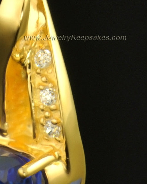 14k Gold Midnight Blue Cremation Necklace