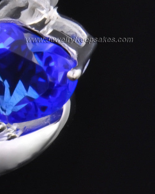 Sterling Silver Blue Hearts Entwined Cremation Necklace