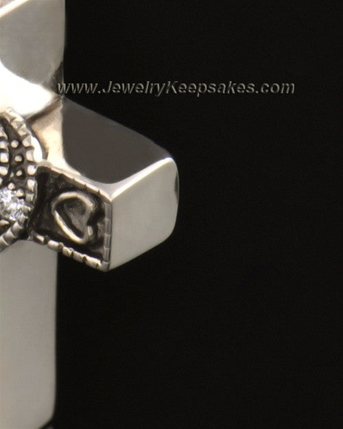 14k White Gold Turquoise Cross Cremation Necklace