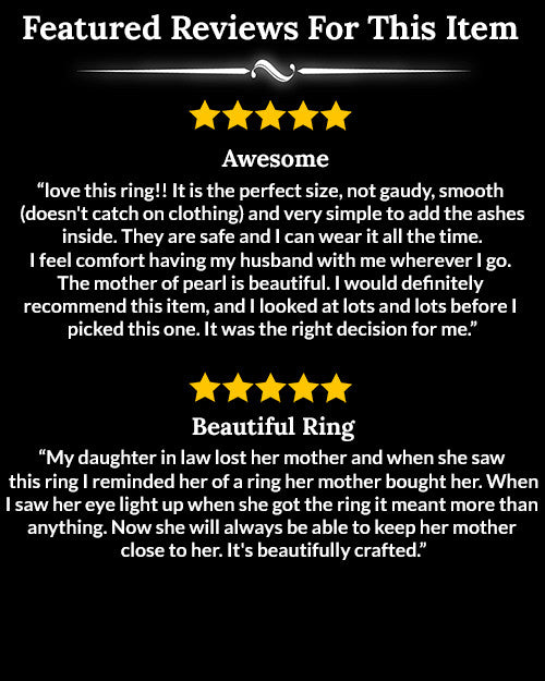 Silver Mother Of Pearl Ring For Ashes For Women With Engraving