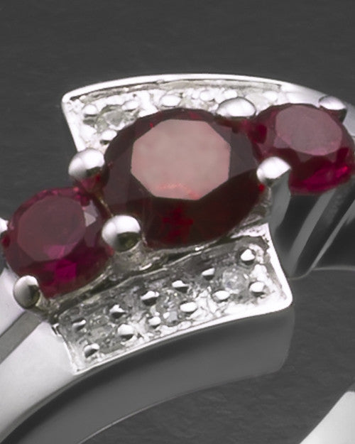 Ladies Silver Radiant Red Cremation Ring