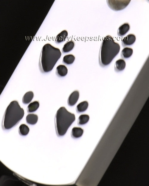14k White Gold Taking a Stroll Rectangle Pet Keepsake