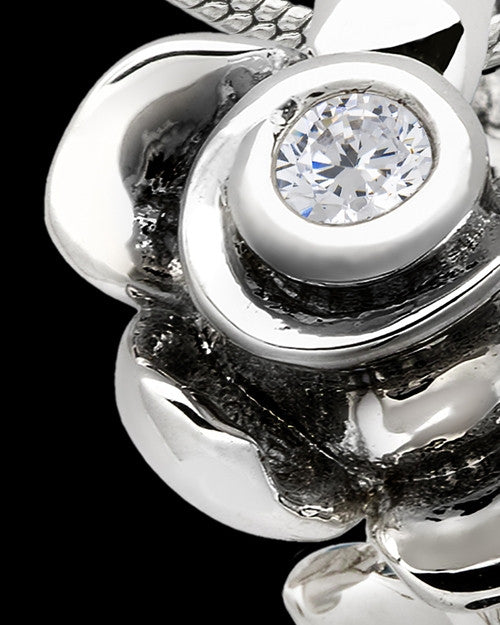Black Plated Confident Rose Cremation Urn Pendant