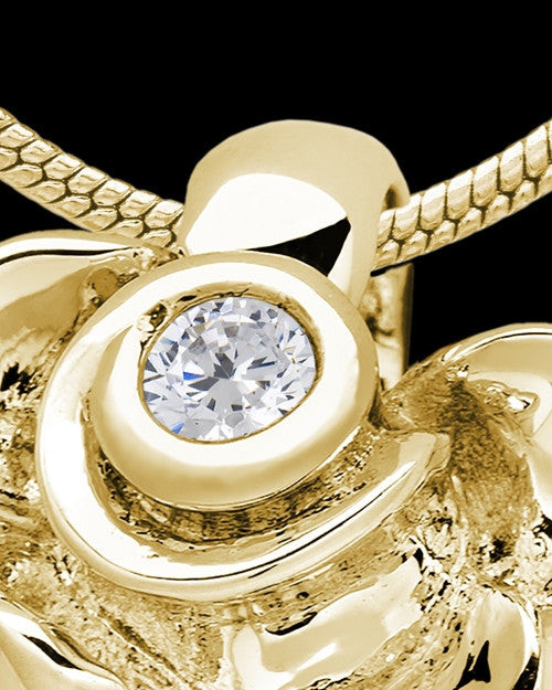 Gold Plated Confident Rose Cremation Urn Pendant