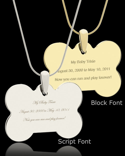 Photo Engraved Bone Pet Pendant Gold Plated
