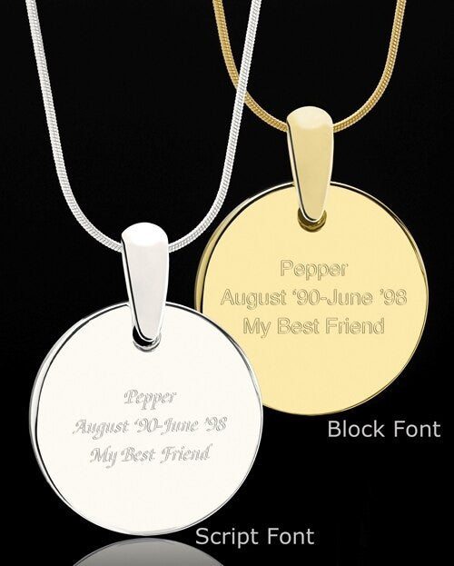 Photo Engraved Pet Full Color Round Pendant Stainless Steel