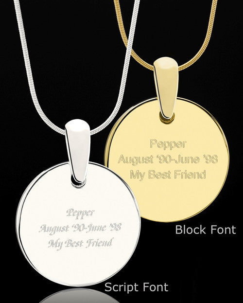 Photo Engraved Round Pet Pendant Stainless Steel