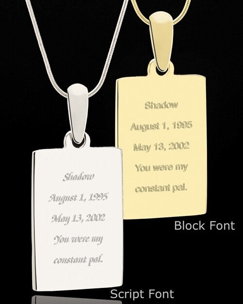 Full Color Rectangle Photo Engraved Pet Pendant Stainless